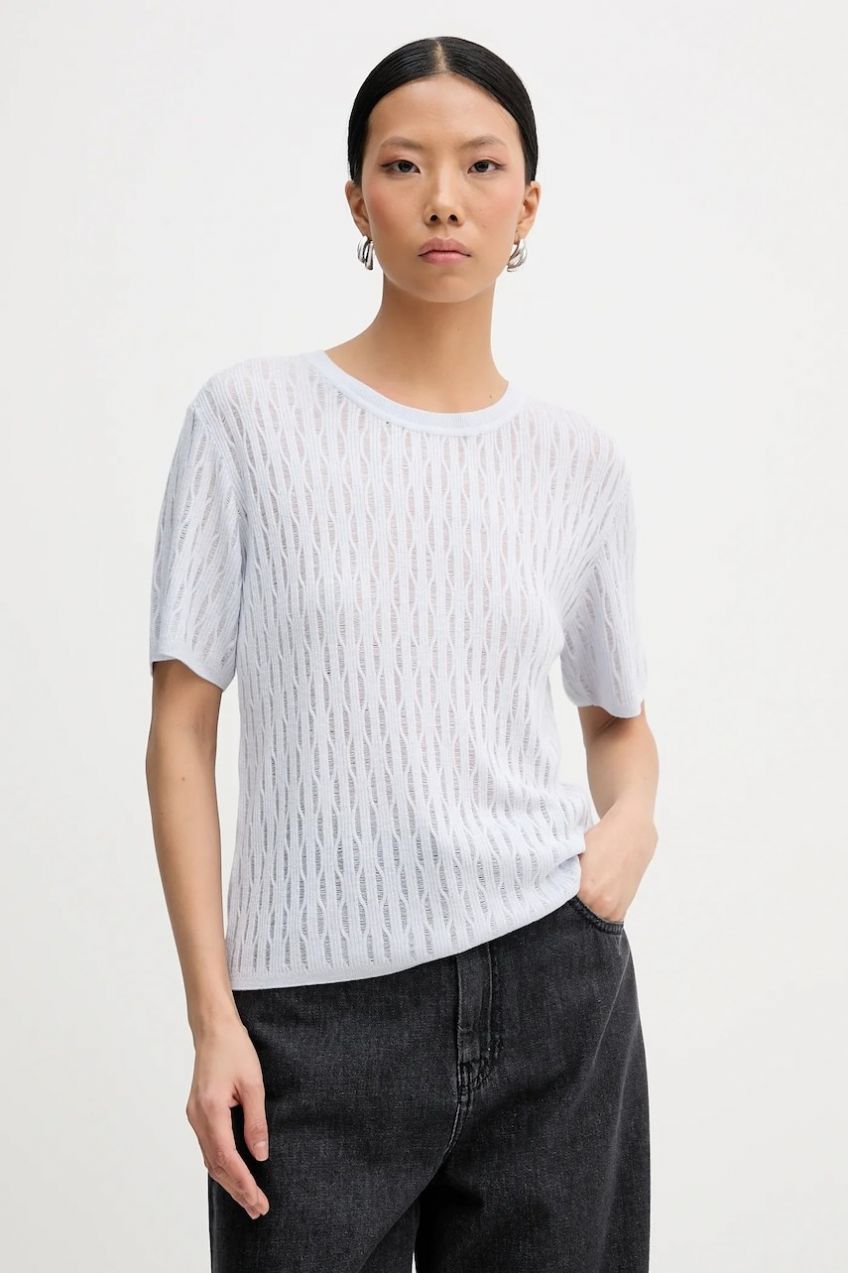 Sveter s prímesou vlny Patrizia Pepe modrá farba, ľahký, 8K0377 K307