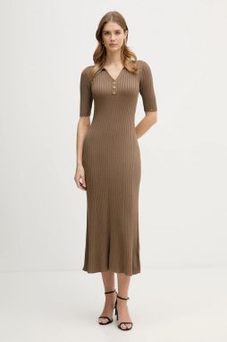 Šaty Tommy Hilfiger zelená farba, maxi, priliehavé, WW0WW48447