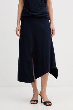 Sukňa Victoria Beckham tmavomodrá farba, midi, áčkový strih, 1126JSK007082A