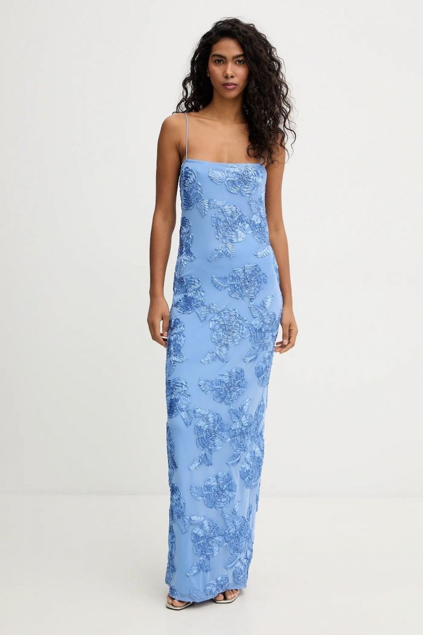 Šaty Rotate modrá farba, maxi, priliehavé, 1160091321