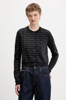 Kardigán Tommy Jeans čierna farba, ľahký, DW0DW22030