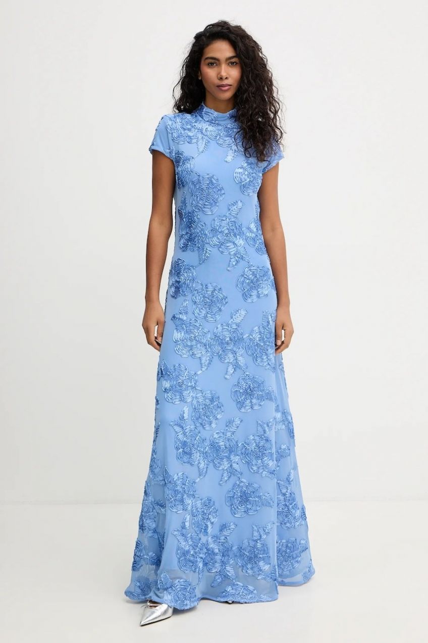 Šaty Rotate modrá farba, maxi, áčkový strih, 1160071321