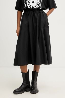 Sukňa Kenzo čierna farba, midi, áčkový strih, FG52JU3299FI