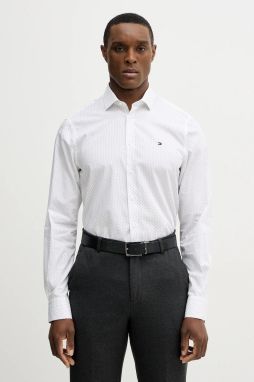 Bavlnená košeľa Tommy Hilfiger biela farba, slim, s klasickým golierom, MW0MW41660
