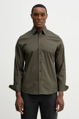 Košeľa Michael Kors zelená farba, regular, s klasickým golierom, CF5409T4CZ