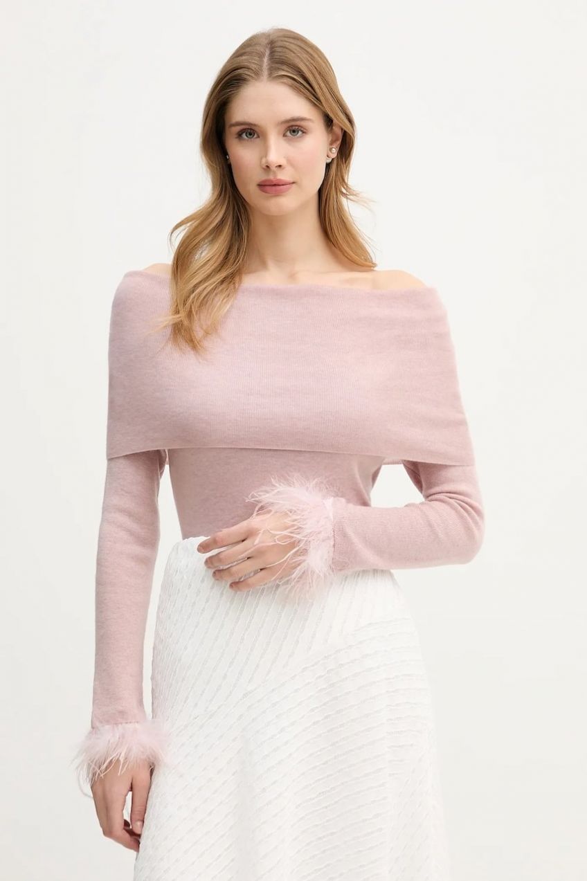 Sveter s prímesou vlny Pedro del Hierro ružová farba, ľahké, 3512923