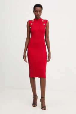 Šaty Retrofete Nunzia červená farba, midi, priliehavé, R-FW25-12085-17