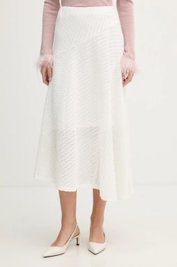 Sukňa Dkny béžová farba, midi, áčkový strih, P5JGTDPK