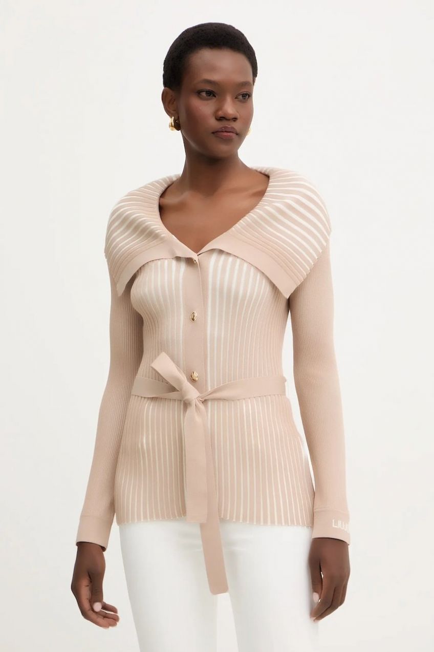 Kardigán Liu Jo béžová farba, TA6116 MS55N