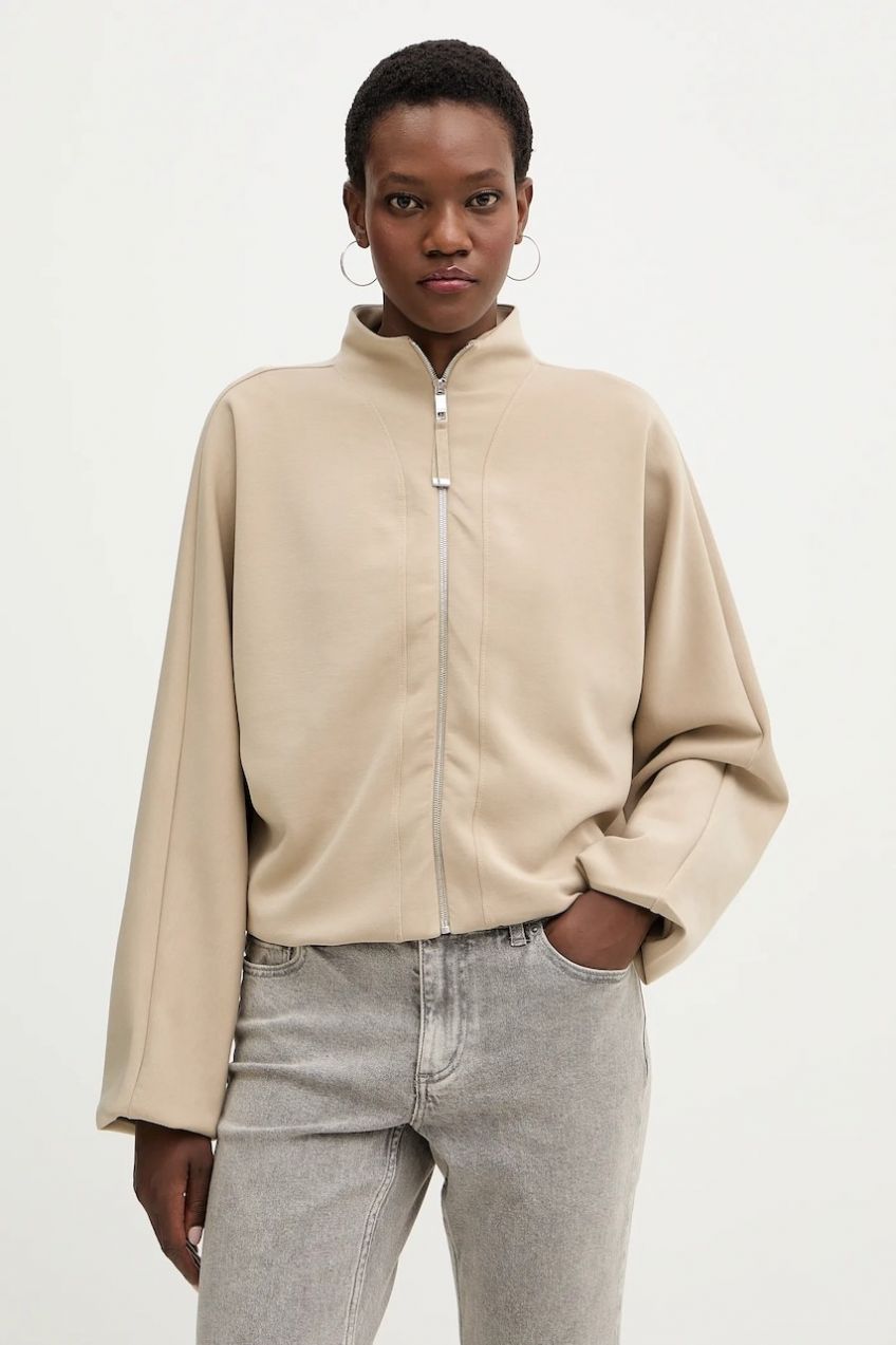 Mikina BOSS Ebesya béžová farba, jednofarebná, 50555057