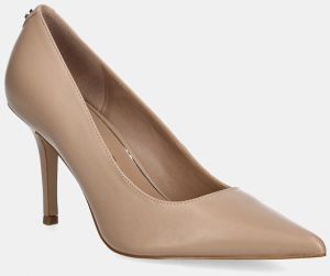 Kožené lodičky Guess PRINDY béžová farba, FLFPRN LEA08