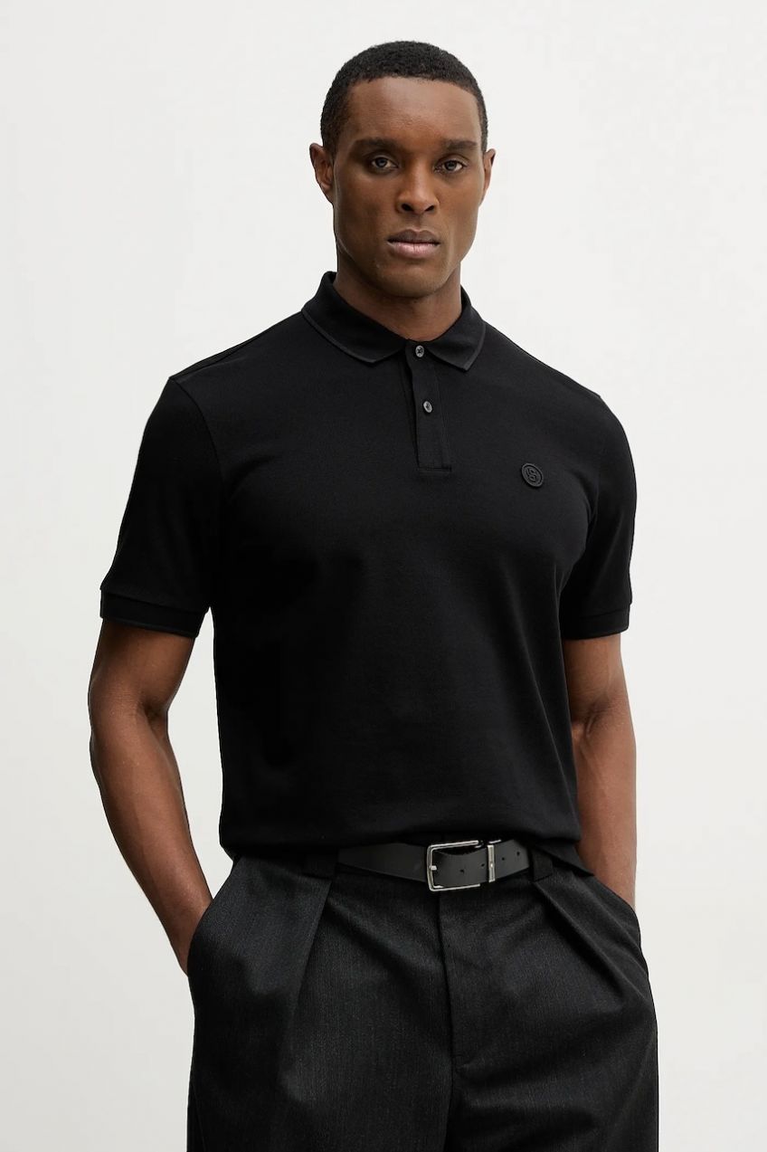 Bavlnené polo tričko BOSS C-Parris 98 čierna farba, jednofarebné, 50555300