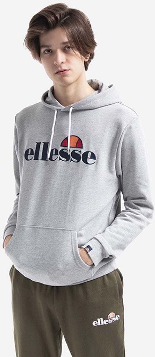 Mikina Ellesse Ferrer SHK13288-KHAKI, pánska, zelená farba, s kapucňou, jednofarebná