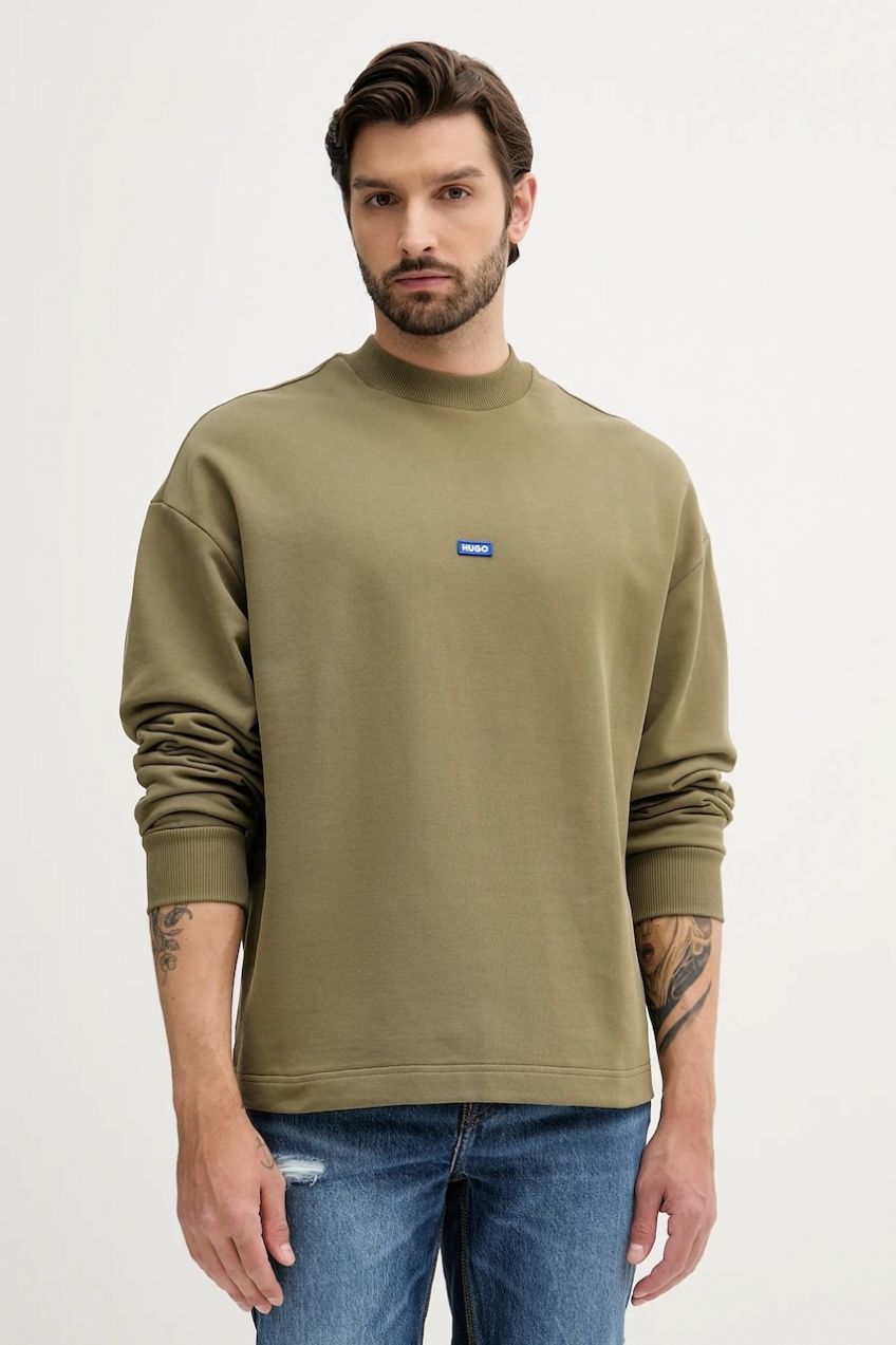 Bavlnená mikina Hugo Blue Nedro jednofarebná