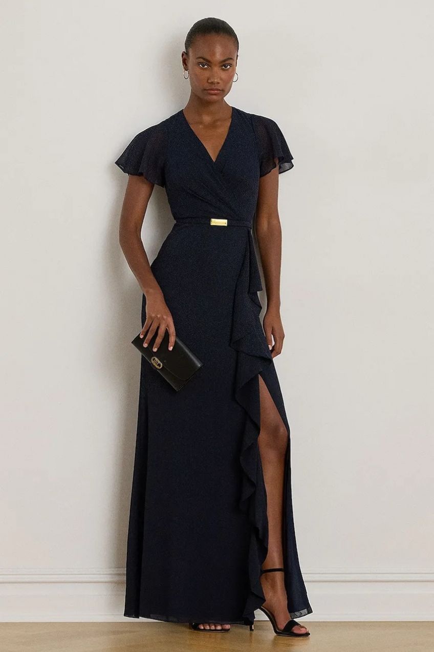 Šaty Lauren Ralph Lauren čierna farba, maxi, áčkový strih, 253909447