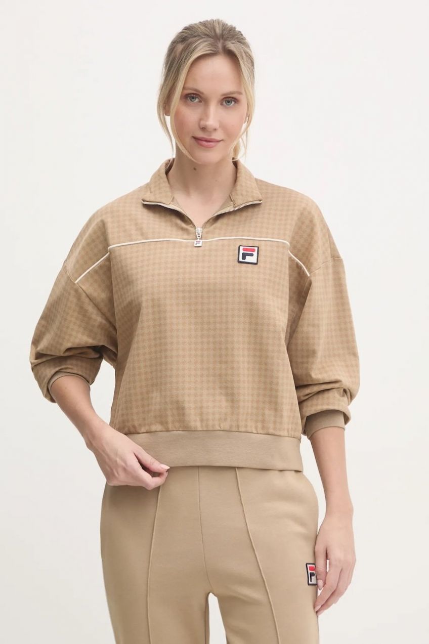 Mikina Fila Liebau dámska, zelená farba, vzorovaná, FAW0879