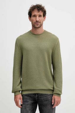 Bavlnený sveter BOSS H-Imberto zelená farba, ľahké, 50545283