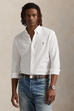 Bavlnená košeľa Polo Ralph Lauren biela farba, regular, s golierom button-down, 710979488