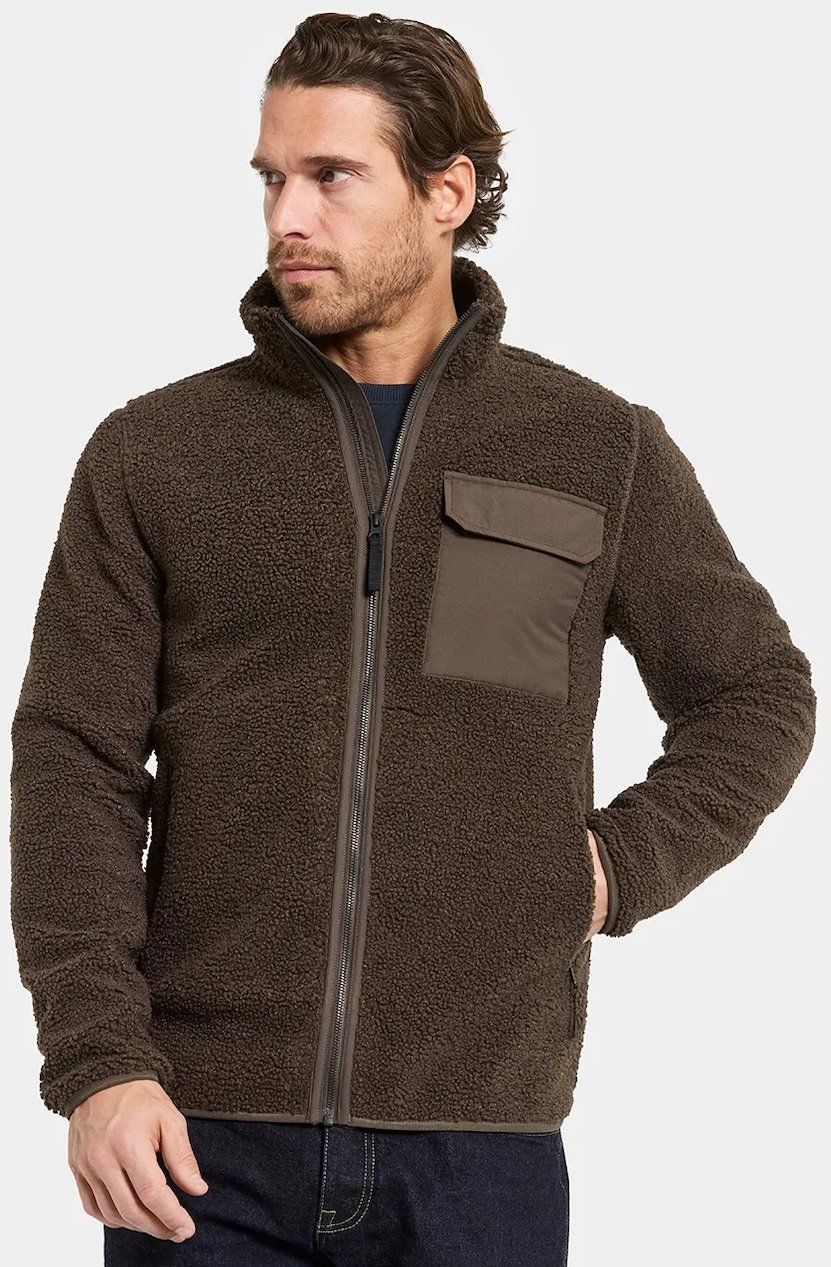 Fleecová mikina Didriksons PETER hnedá farba, jednofarebná, 505884