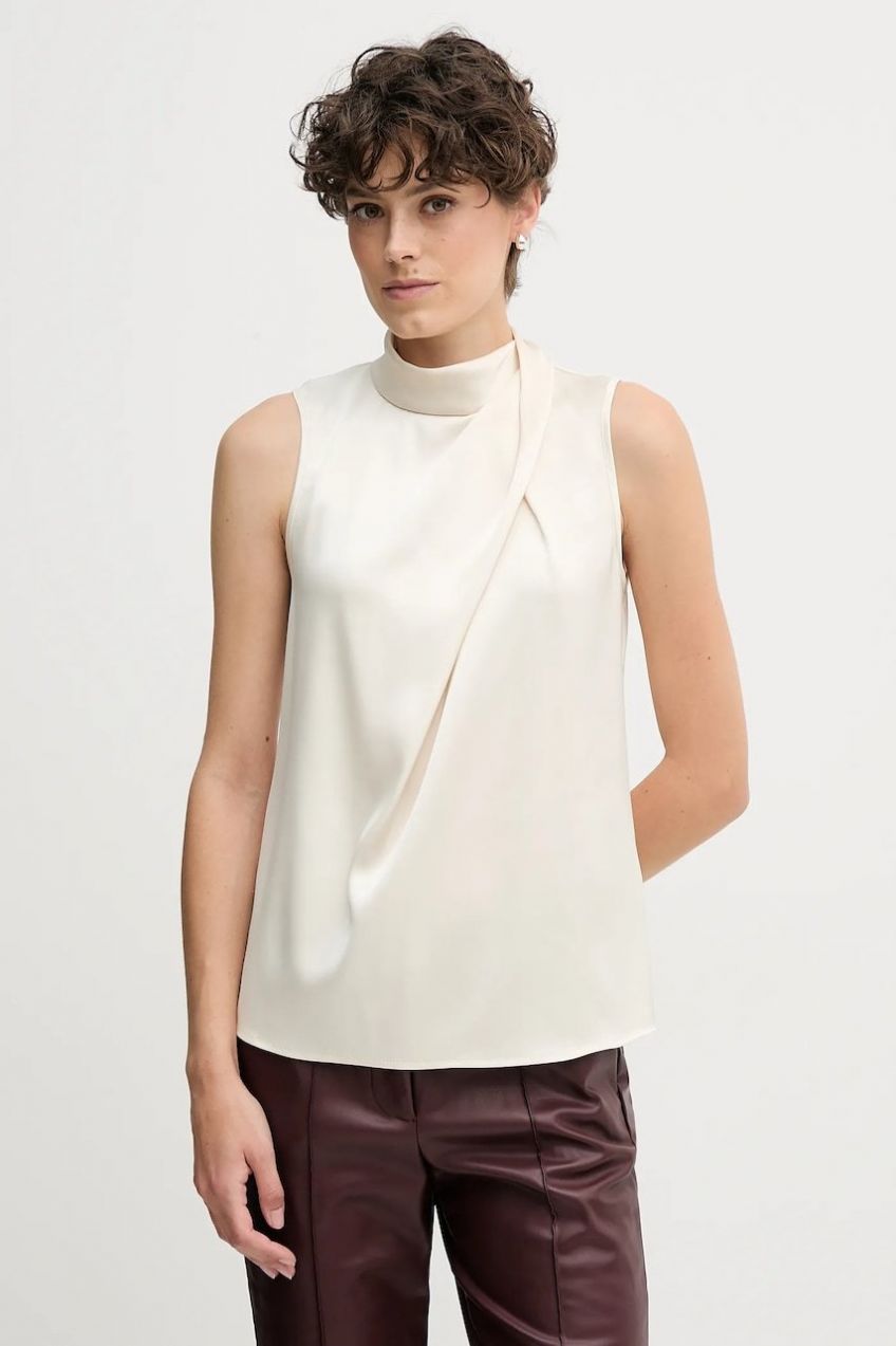 Blúzka Sandro Ferrone béžová farba, jednofarebná, S22YBFLOGICA