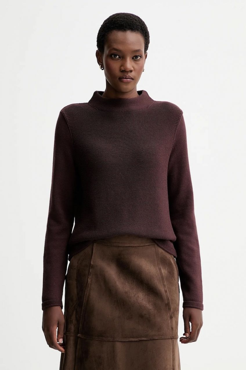 Bavlnený sveter Marc O'Polo hnedá farba, s polorolákom, 511605960419