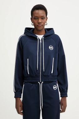 Mikina MICHAEL Michael Kors tmavomodrá farba, s kapucňou, jednofarebná, MR651X2K8N