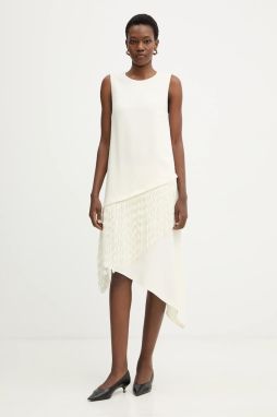 Šaty BOSS Dadiva béžová farba, midi, áčkový strih, 50555052