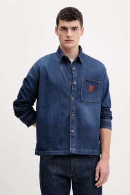 Rifľová košeľa Guess Jeans tmavomodrá farba, regular, s klasickým golierom, M6RH51 D002F