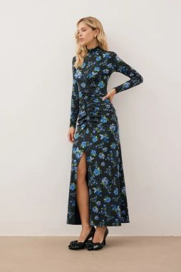 Šaty Bizuu BRIDGEE čierna farba, midi, priliehavé, BRIDGEE CZARNY