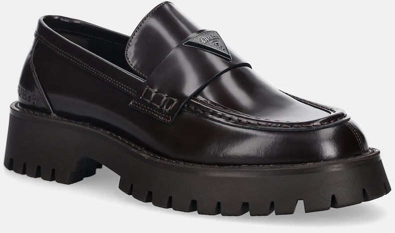 Kožené mokasíny Guess GORIZIA III hnedá farba, FMPGOR LEA14