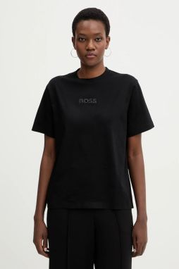 Bavlnené tričko BOSS Eharpa3 dámske, čierna farba, 50563283