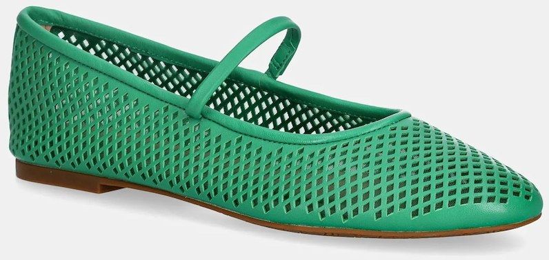 Kožené balerínky Lauren Ralph Lauren Jayna Mj zelená farba, 802P04176005