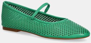 Kožené balerínky Lauren Ralph Lauren Jayna Mj zelená farba, 802P04176005
