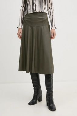 Sukňa Sandro Ferrone zelená farba, midi, áčkový strih, SFS15YBESERENA