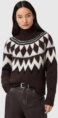 Sveter s prímesou vlny AllSaints TARA šedá farba, hrejivý, s rolákom, W086KB