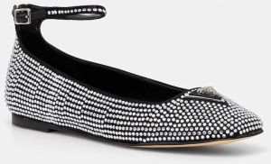 Baleríny Guess LEVVISE čierna farba, FLPLVS SAT02