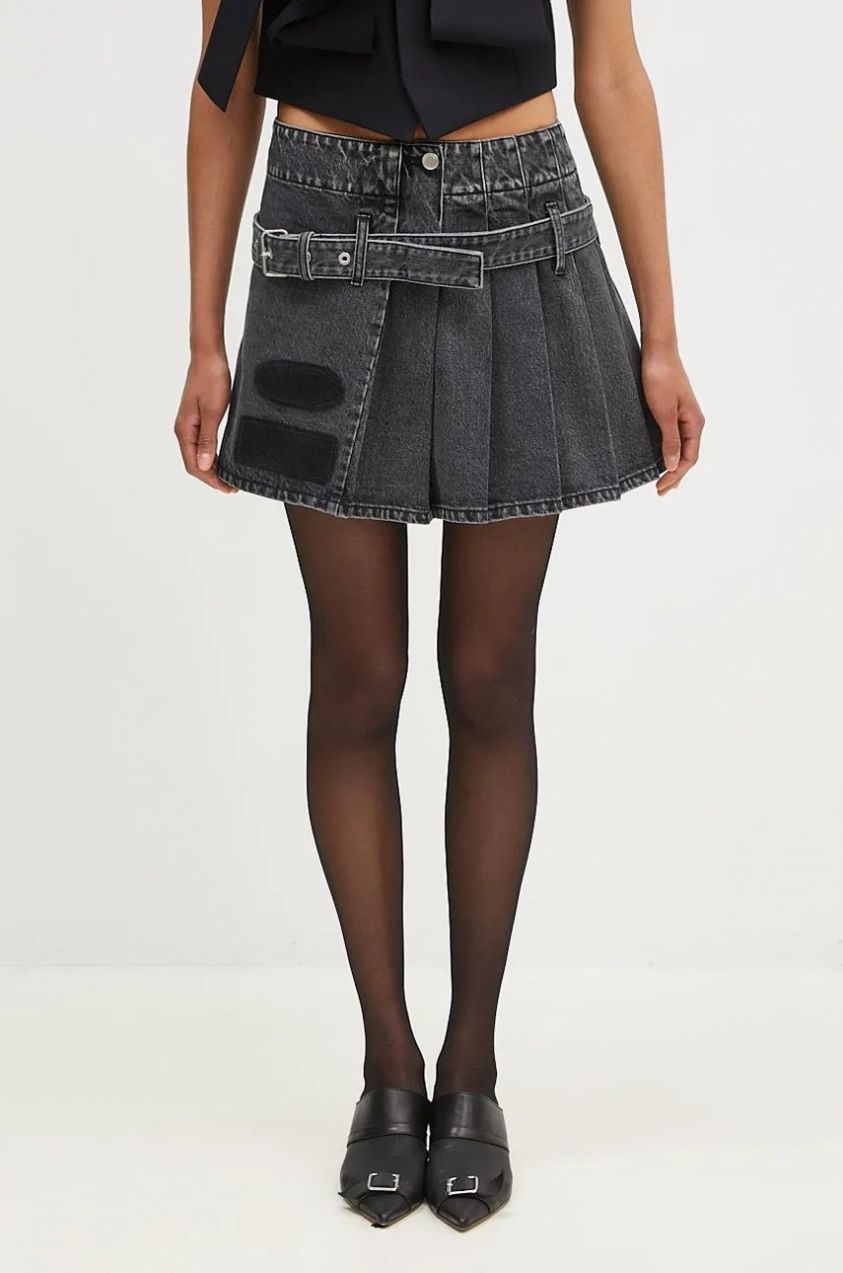 Rifľová sukňa AMBUSH Denim Pleats Skirt
