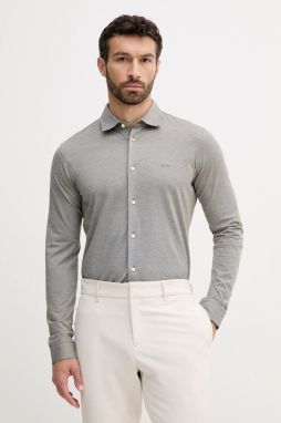 Bavlnená košeľa BOSS Orange Mysoft_2_M biela farba, slim, s talianskym golierom, 50519748