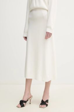 Sukňa OUI béžová farba, midi, áčkový strih, 92126