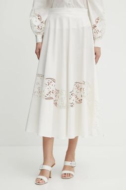 Bavlnená sukňa Twinset béžová farba, maxi, áčkový strih, 251TT2332