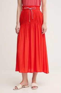 Sukňa La Petite Française JOSETTE oranžová farba, midi, áčkový strih, JOSETTE
