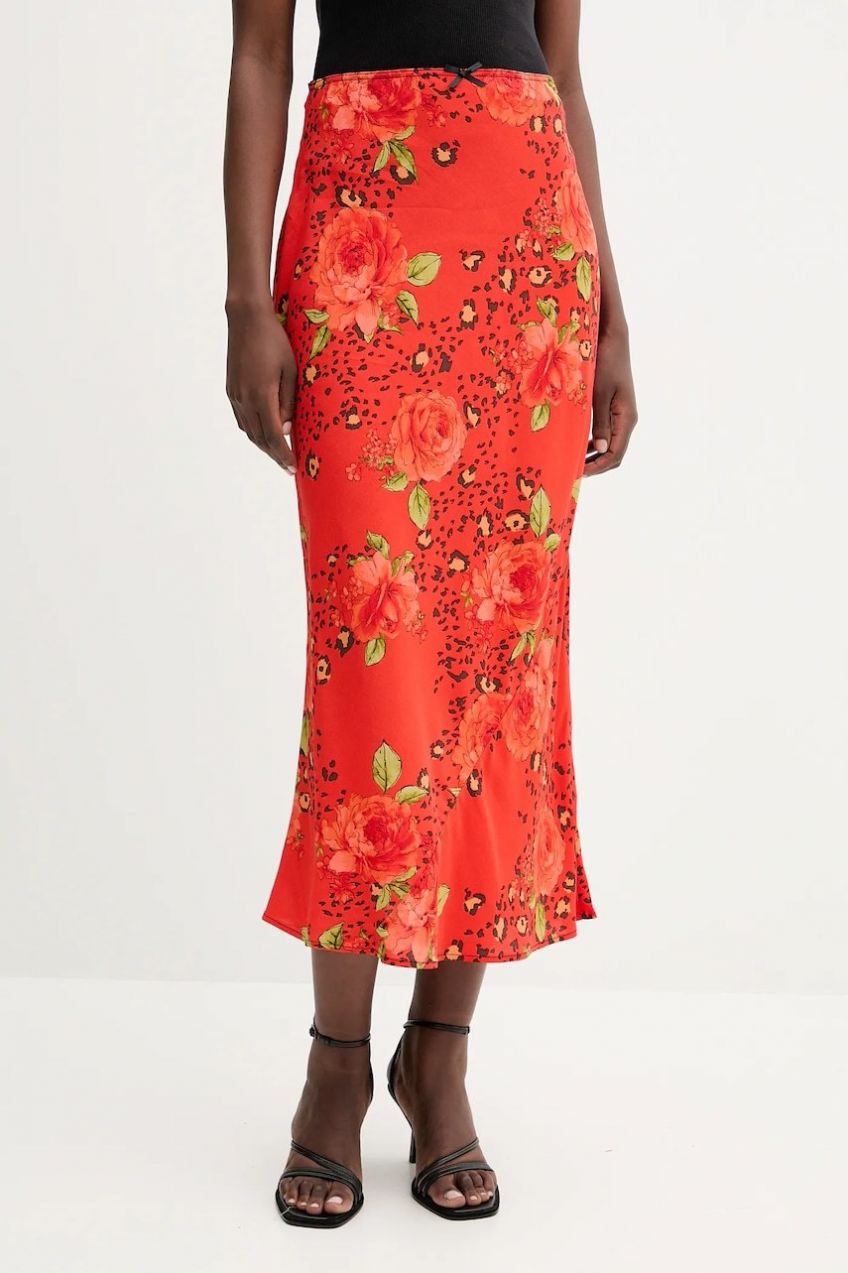 Sukňa Never Fully Dressed červená farba, maxi, áčkový strih, NFDSK761