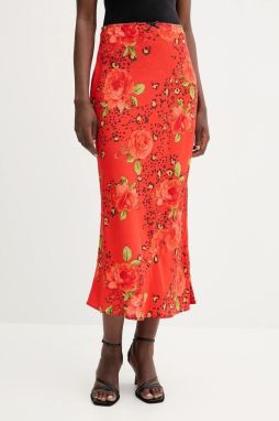 Sukňa Never Fully Dressed červená farba, maxi, áčkový strih, NFDSK761