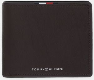Kožená peňaženka Tommy Hilfiger hnedá farba, AM0AM13741