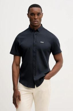 Bavlnená košeľa BOSS Green ST_Motion S tmavomodrá farba, regular, s golierom button-down, 50555951