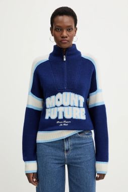 Kašmírový sveter FROM FUTURE modrá farba, s polorolákom, WPM03332