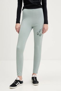 Legíny adidas zelená farba, s nášivkou, KF0041