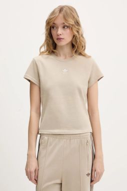 Bavlnené tričko adidas Originals dámske, béžová farba, KD1352