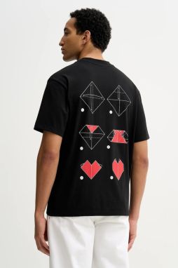 Bavlnené tričko HUGO Dalentin pánske, čierna farba, s potlačou, 50553429