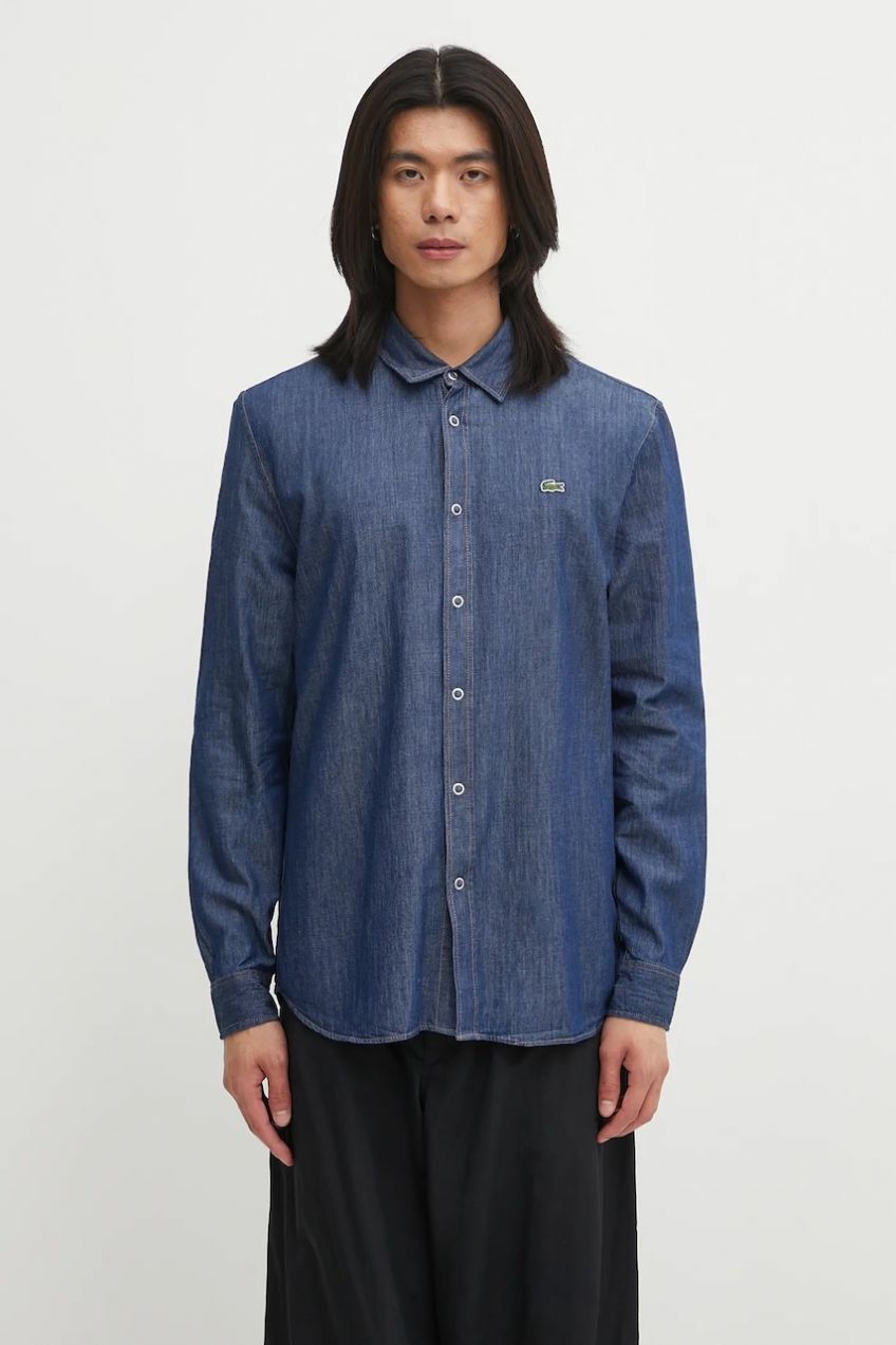 Bavlnená rifľová košeľa Lacoste